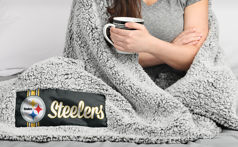 Offically Licensed Team Logo, All-Over Super-Soft Sherpa, Approx. 60" W x 70" L