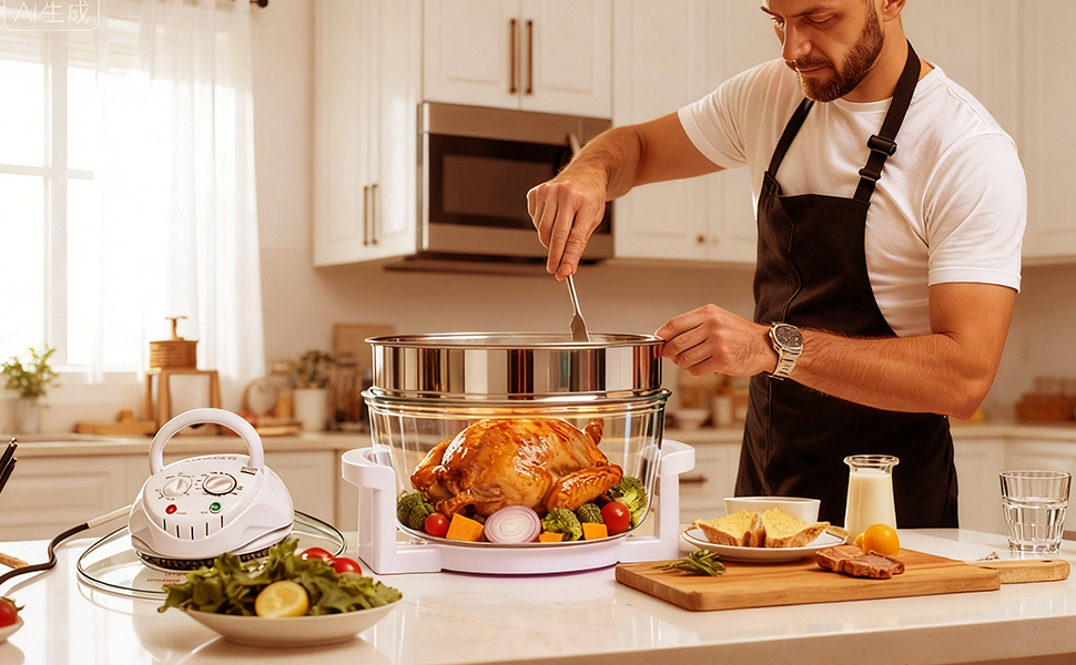 Easy temp & time control. 0–60 mins, 0–250°C. Perfect for any recipe. Simple knobs, precise cooking!