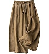 Gihuo Womens Elastic Waist Pants Lightweight Long Trousers Capris Casual Hiking Lounge Pants with...