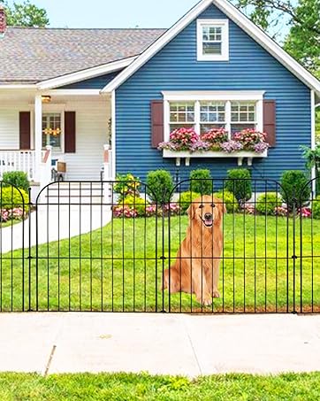 Blingluck Decorative Metal Garden Fence 10 Panels, 40in (H) x 23.6ft (L) No Dig Dog Fence Outdoor...