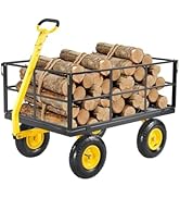 VEVOR 680 Lbs Steel Garden Cart on Wheels, Heavy Duty Garden Wagon Cart Pullable, Metal Outdoor U...