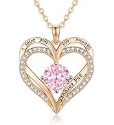 LOUISA SECRET Love Heart Birthstone Necklaces for Women 925 Sterling Silver Rose Gold Pendant For...