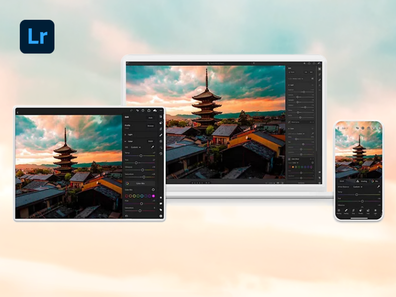 Edit anywhere with Adobe Lightroom.
