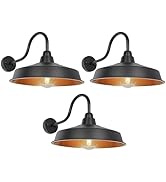 Diyel Gooseneck Barn Light Outdoor, 16 Inch Dome Large Farmhouse Exterior Light Fixture Wall Moun...
