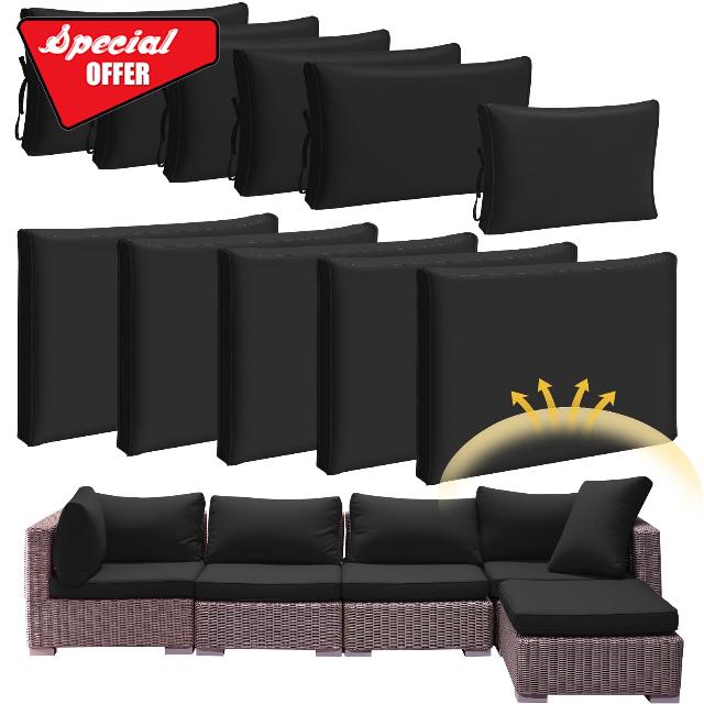 Patelai 11 Pcs 25.4 x 25.4X 3.54 Inch Waterproof Patio Cushion Covers for Outdoor Sectional Furniture Wicker Rattan Patio Sofa Couch Chair Seat Pillow Slipcovers