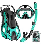 Snorkeling Gear for Adults, Mask Fin Snorkel Set, Dry Top Snorkel, Snorkeling Kit Travel Diving P...