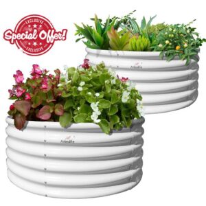 A ANLEOLIFE 2-Pack 4ft x 18” Tall Galvanized Raised Garden Beds Outdoor