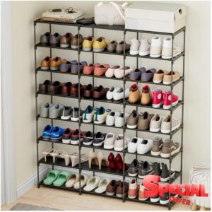 SMILHELTD Large Shoe Rack 3 Row 8 Tier for Entryway Organizer 48 Pairs