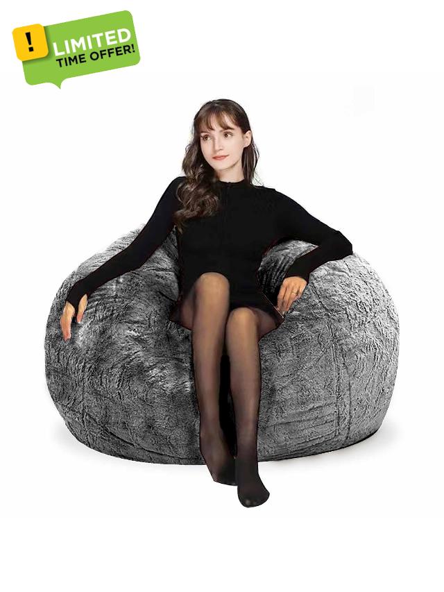HDMLDP Bean Bag Chair for Adults Kids Without Filling Comfy Fluffy Round Beanbag Lazy Sofa Cover for Reading Chair Floor Chair
