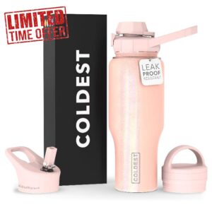 Coldest Sports Water Bottle - 3 in 1 Lids (Chug