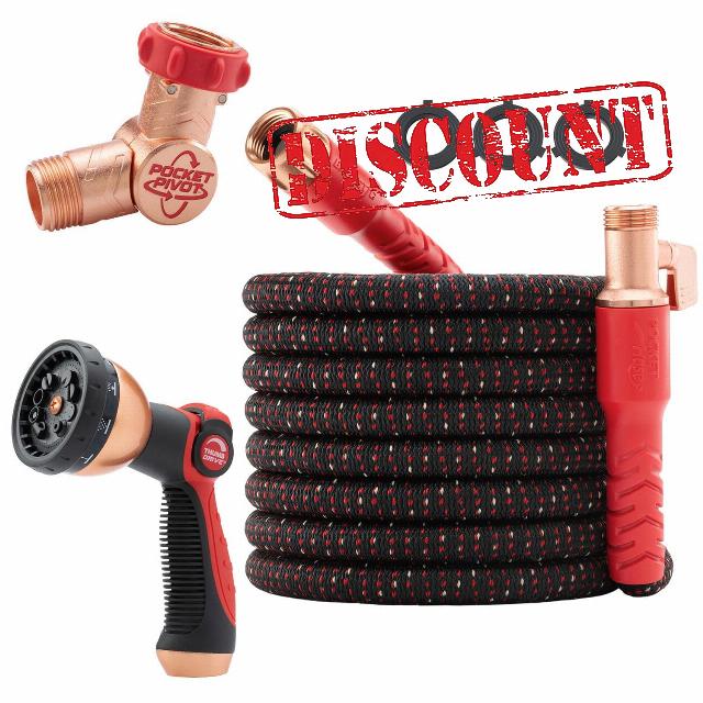 Pocket Hose Ballistic 75 FT Expandable Garden Hose w/Pocket Pivot Swivel Connector