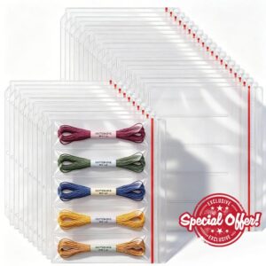 Hoteam 30 Pack Zipper Binder Pages for Embroidery & Cross-Stitch Floss Skeins