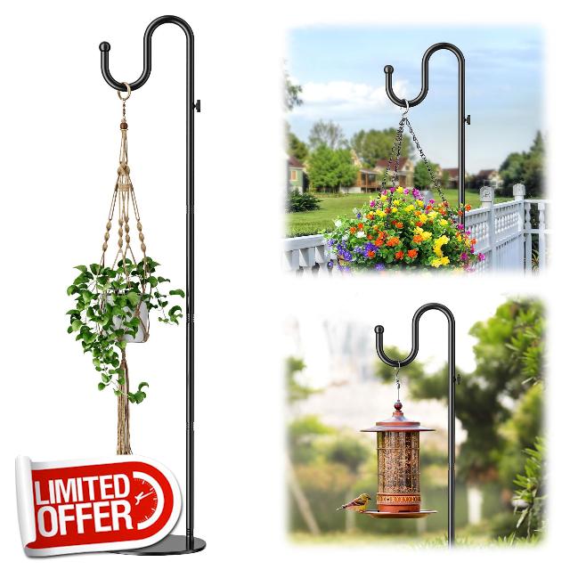 saffruff 74" Shepherds Hook Stand: Hanging Wind Chimes