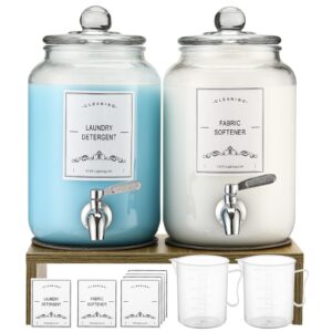 2-Pack Glass Laundry Detergent Dispenser with Stand