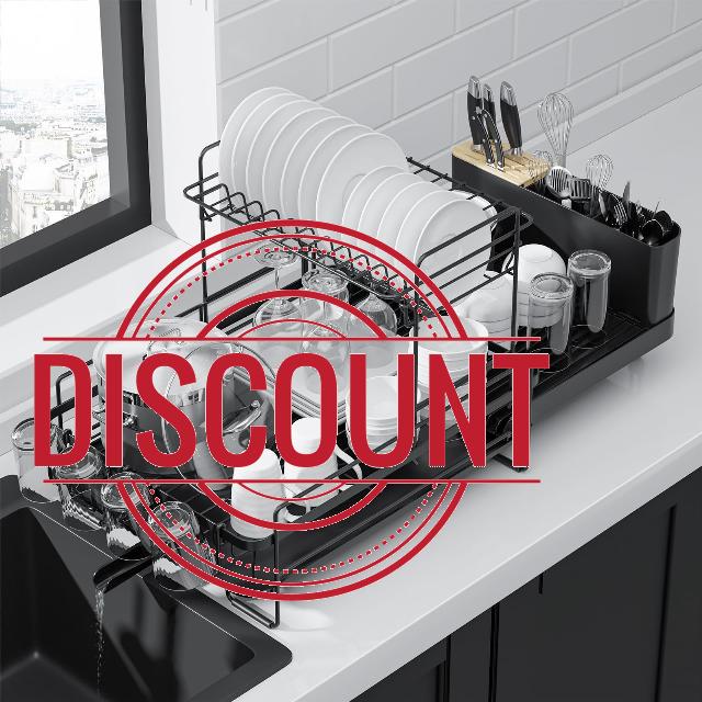 Kitsure Large Dish Drying Rack - Extendable Dish Rack