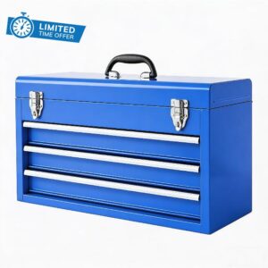 BIG RED ANTBD133-XU Torin 3 Drawer 20.5" Portable Metal Tool Box: Ball-Bearing Slides and 2 Metal Latches for Secure Closure in Garage
