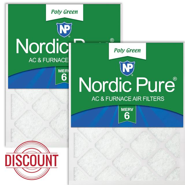 Nordic Pure 20x25x1 (Actual Size: 19 1/2 x 24 1/2 x 3/4) Poly Green MERV 6 AC Furnace Air Filters – Reduces Dust