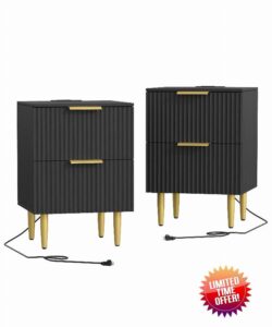 Akxomel Black Nightstand Set of 2