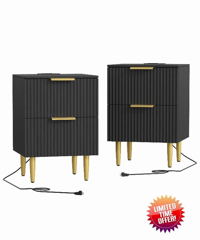 Akxomel Black Nightstand Set of 2