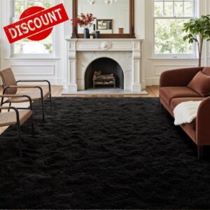 4x6 Ft Shag Black Rugs for Bedroom Living Room