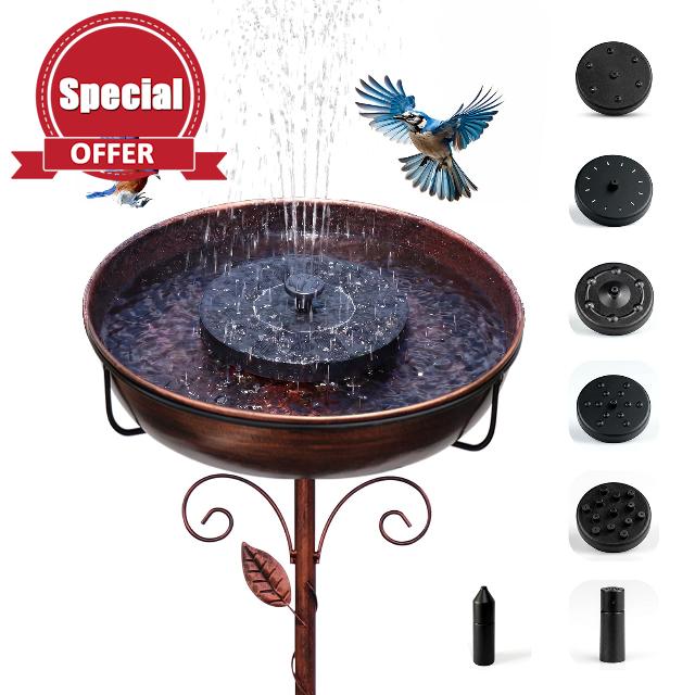 Bird Bath with Solar Fountain for Outside
