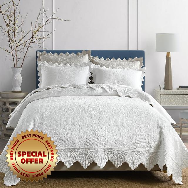 Cotton Quilt Bedding Set Reversible Lightweight Coverlet for All Seasons
