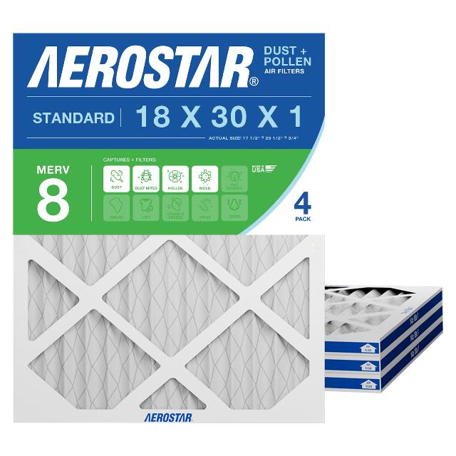 Aerostar 18x30x1 MERV 8 Pleated Air Filter