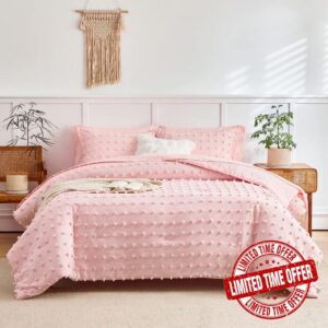 6 Pieces Tufted Dots Bed in a Bag Twin Comforter Set Girls Pink