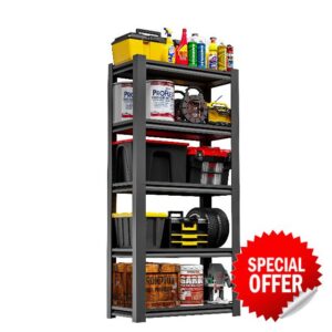 72" H Garage Shelving 2500LBS Heavy Duty Storage Shelves Adjustable 5 Tier Metal Shelves for Storage Garage Industrial Shelving Utility Racks