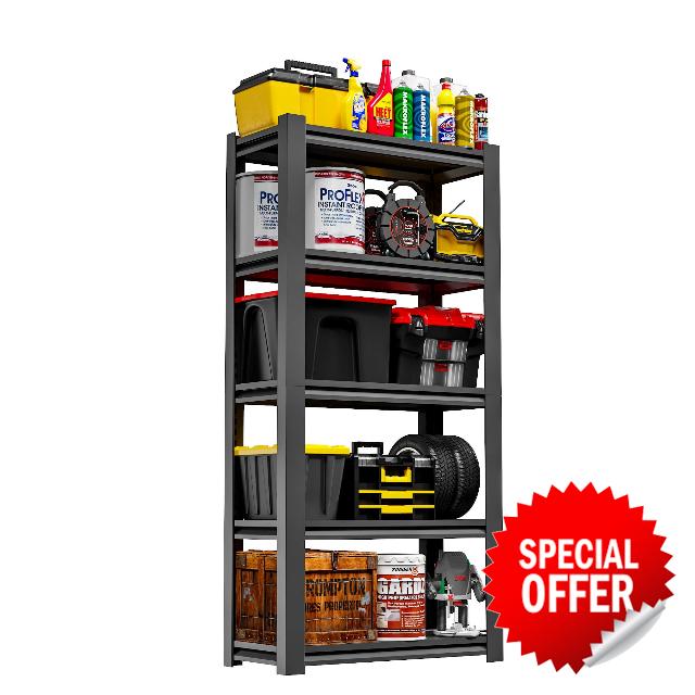 72" H Garage Shelving 2500LBS Heavy Duty Storage Shelves Adjustable 5 Tier Metal Shelves for Storage Garage Industrial Shelving Utility Racks