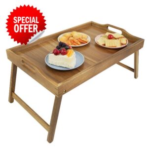Utoplike Acacia Bed Tray Table for Eating