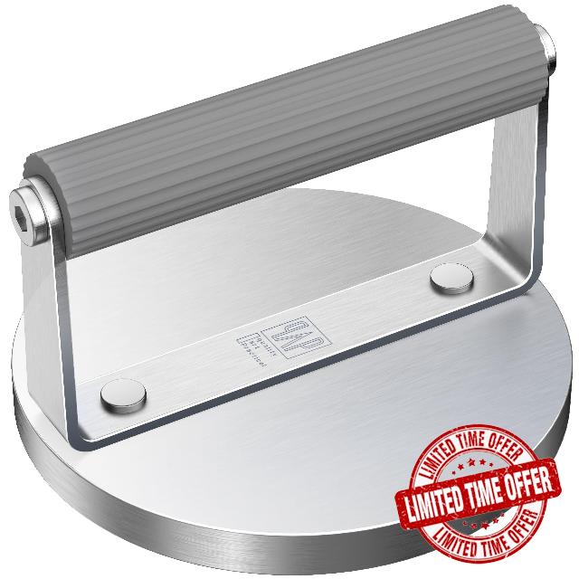 The Artisan Sear Press by QAP | Heavy Duty 1.95kg Stainless Steel Grill Press for Smashed Burgers