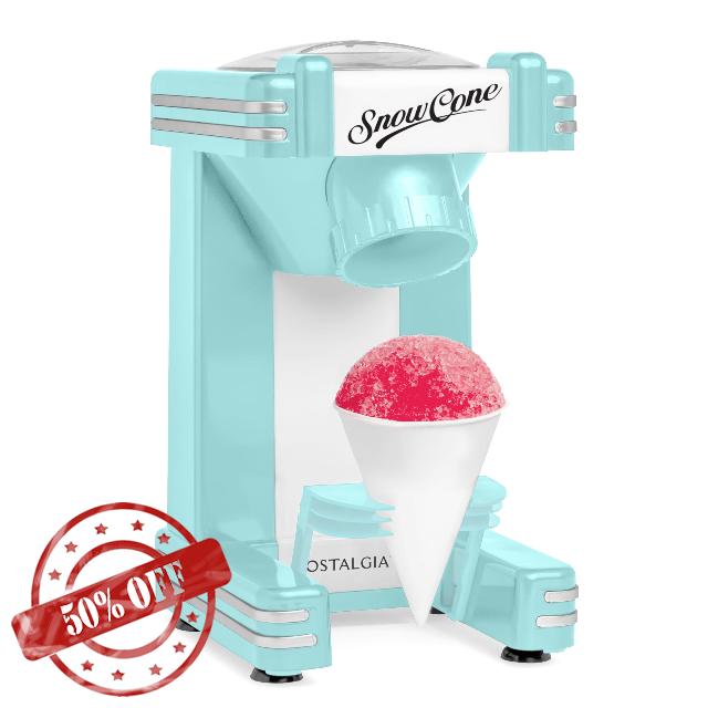 Nostalgia Retro Snow Cone Machine – Single-Serve Countertop Size – Shaved Ice Maker for Snow Cones