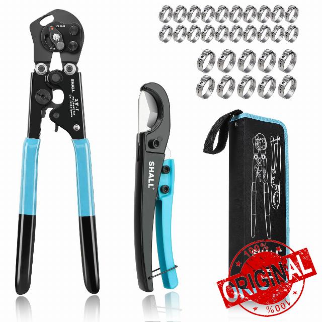SHALL 2-IN-1 Pex Crimping Clamp Cinch & Remove Tool with Pipe Hose Cutter
