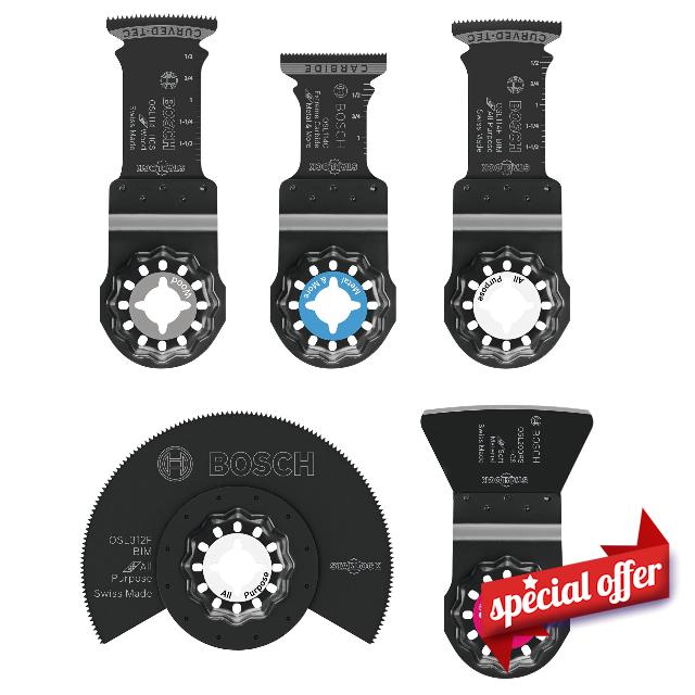 BOSCH OSL005L 5 pc. Starlock® Oscillating Multi-Tool Carbide Cutting Accessory Blade Se