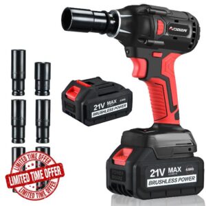 AOBEN 21V Cordless Impact Wrench Powerful Brushless Motor with 1/2" Square Driver