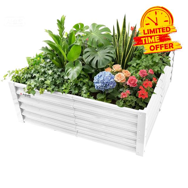 A ANLEOLIFE 4X4X1.5 ft Galvanized Raised Garden Beds Outdoor