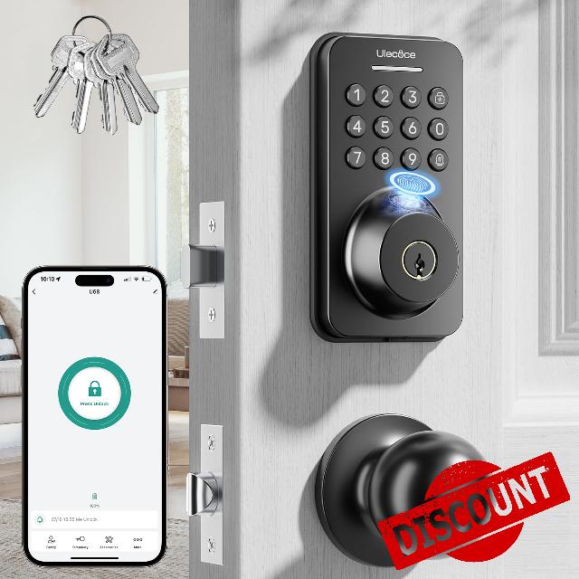 Ulecoce Fingerprint Keypad Deadbolt with Knob Set