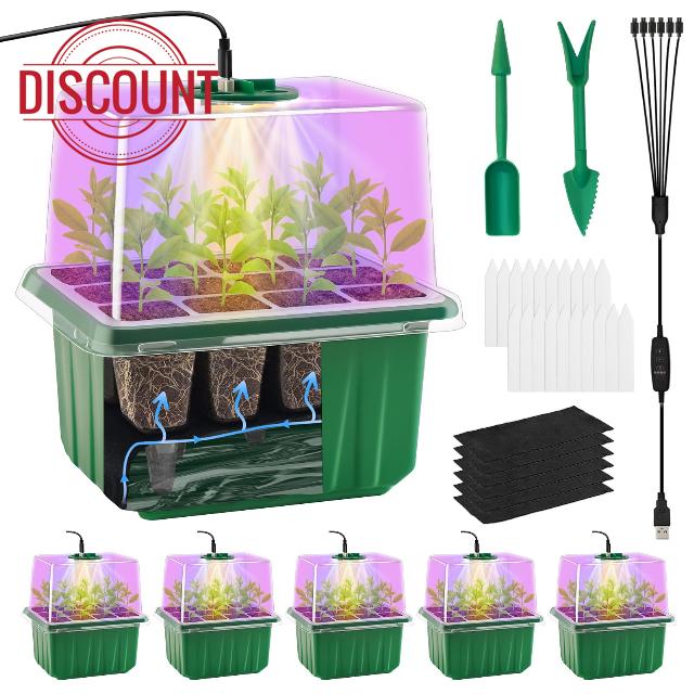 GOONMILL Self-Watering Seed Starter Tray with Timed Grow Light