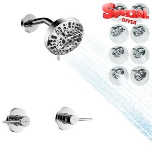Chrome 2 Handle Shower faucet Set with 8 Mode Shower Head