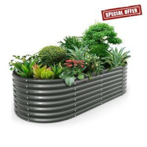 A ANLEOLIFE 8x4x2ft Galvanized Raised Garden Bed Kit