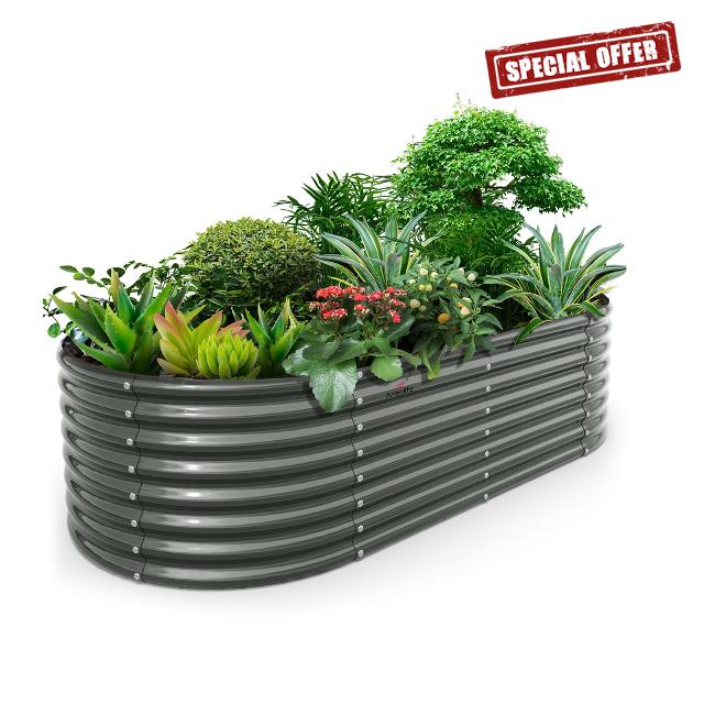 A ANLEOLIFE 8x4x2ft Galvanized Raised Garden Bed Kit