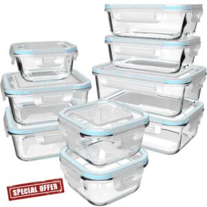 S SALIENT 18 Piece Glass Food Storage Containers with Lids