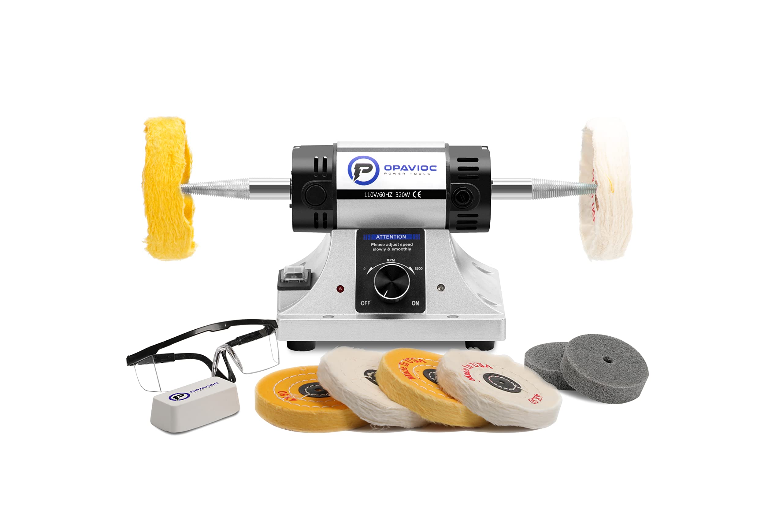Jewelry Polisher - Adjustable Variable Speed Bench Grinder Polishing & Buffing Machine