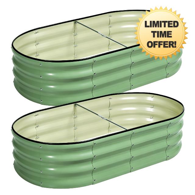 2 PCS Galvanized Raised Garden Bed 4x2x1 Ft