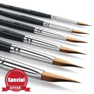 Triangle Wedge Paint Brushes Set – Fuumuui 6pcs Precision Pointed Pinstriping Professional Synthetic Brush for Watercolor