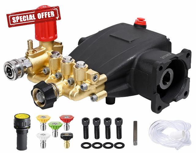 YAMATIC Horizontal Triplex Pressure Washer Pump 3/4" Shaft 2800-3700 PSI @ 2.5 GPM 5-8 HP Replacement Pump Compatible with Honda GC190 GX200 Simpson 90036 40224 40225 40226 Santoprene 41182