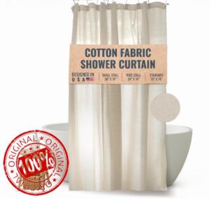 FABRIC SHOWER CURTAIN LINER 36"x74" SMALL Stall Size - Stylish Quality Bathroom Drape - Earth Friendly Non-Toxic Odor-Free NATURAL Cotton Liner