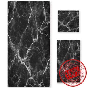 Black Marble Texture Pattern Soft Set of 3 Towels