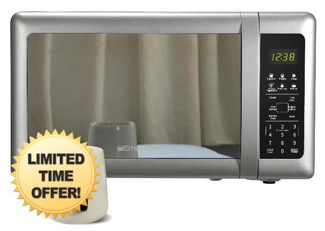 Emerson MW7601SL Countertop Microwave Oven with Sleek Mirrored Finish Glass Door